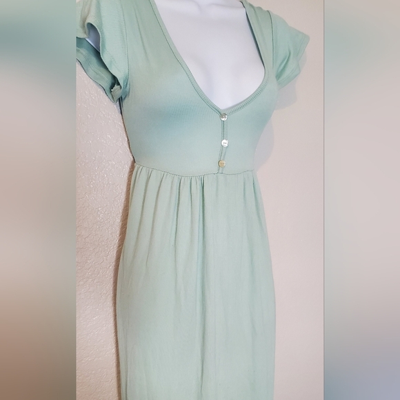 See You Monday Seafoam Green Ribbed Ruffled Hem Tiered Sundress Size Small - Picture 5 of 7
